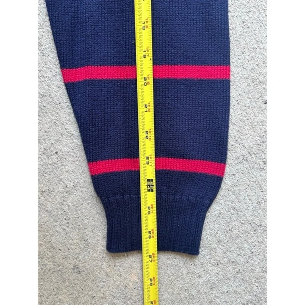Vtg polo‎ ralph lauren sweater Navy And Red Striped XXL Cotton  1/4 Zip
